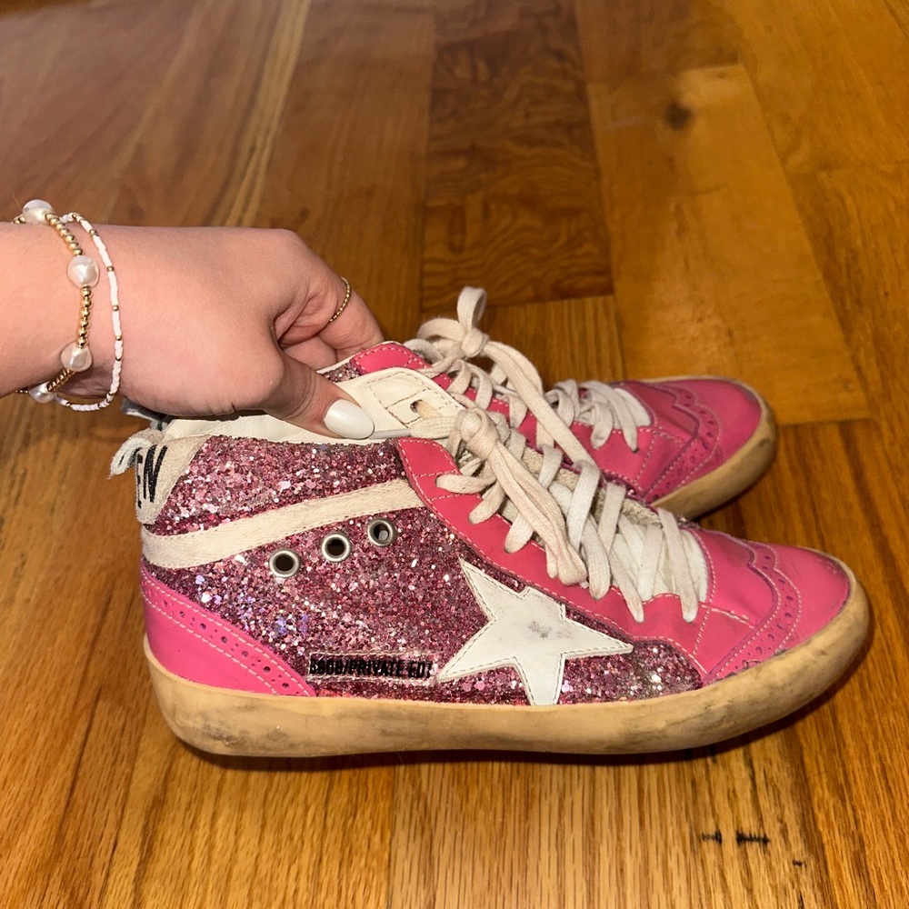 Pink Sparkly Golden Goose